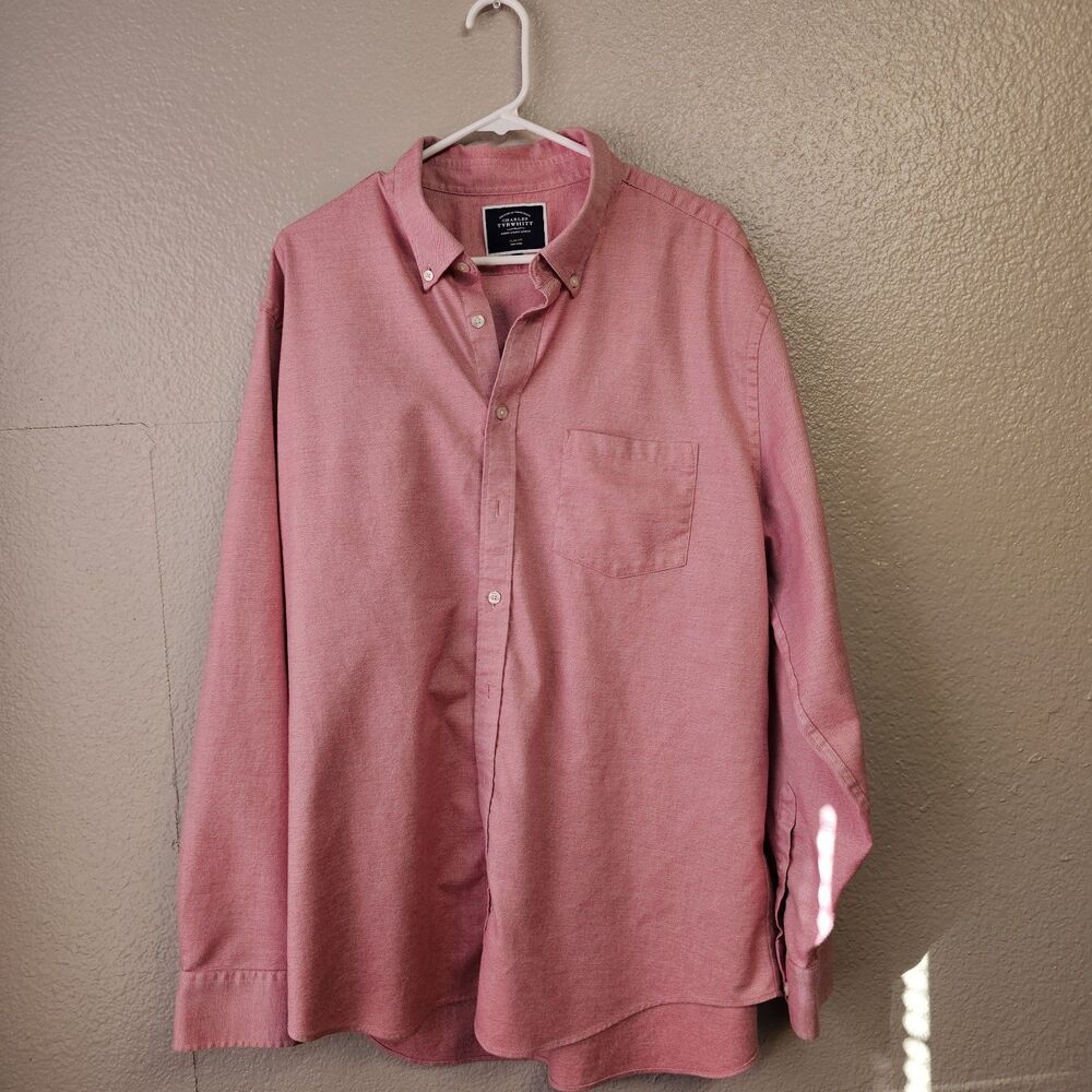 Charles Tyrwhitt Slim Fit XXL Button Down Dress Shirt Pink Oxford Preppy CC681